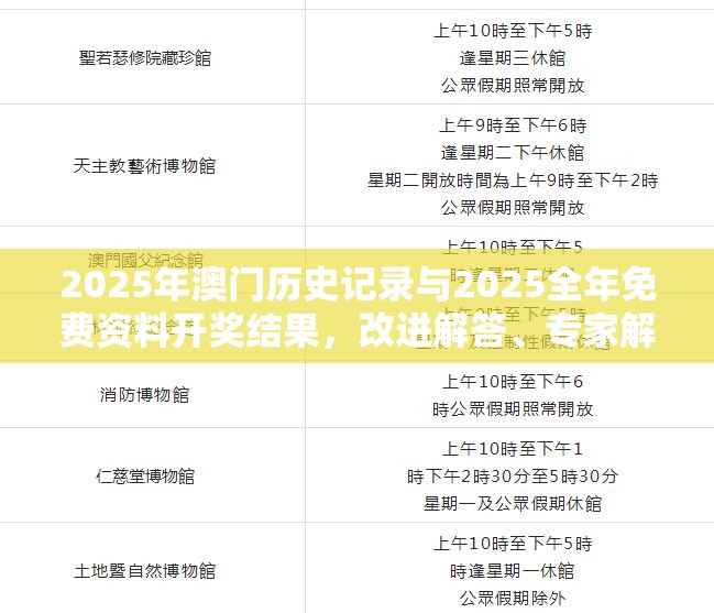 2025年澳门历史记录与2025全年免费资料开奖结果，改进解答、专家解析解释与落实?留心伪假宣传危害