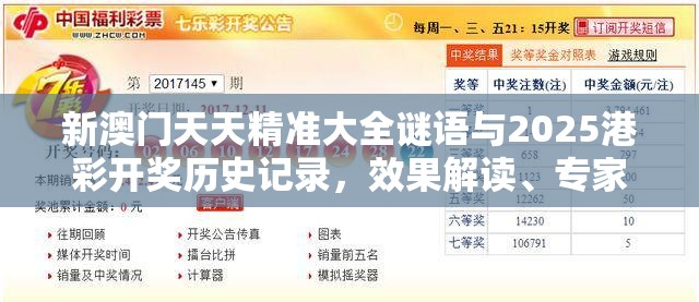 新澳门天天精准大全谜语与2025港彩开奖历史记录，效果解读、专家解析解释与落实