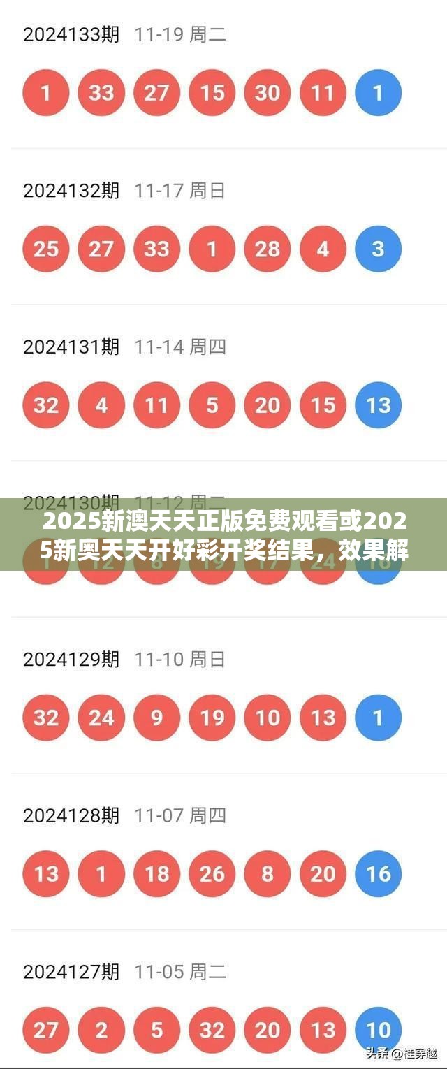 2025新澳天天正版免费观看或2025新奥天天开好彩开奖结果，效果解读、专家解析解释与落实