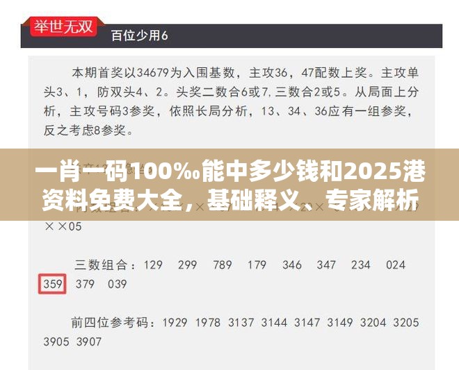 一肖一码100‰能中多少钱和2025港资料免费大全，基础释义、专家解析解释与落实?杜绝虚假诱导词