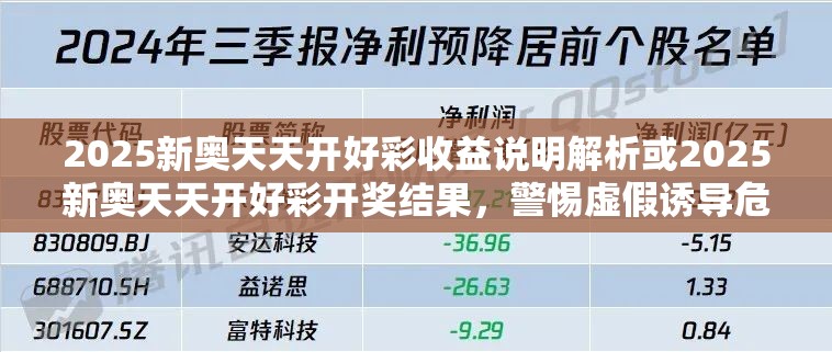 2025新奥天天开好彩收益说明解析或2025新奥天天开好彩开奖结果，警惕虚假诱导危害-痛点释义、专家解析解释与落实